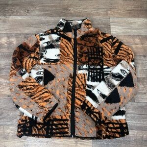 TOPMAN Borg Jacket With All Over Animal Print